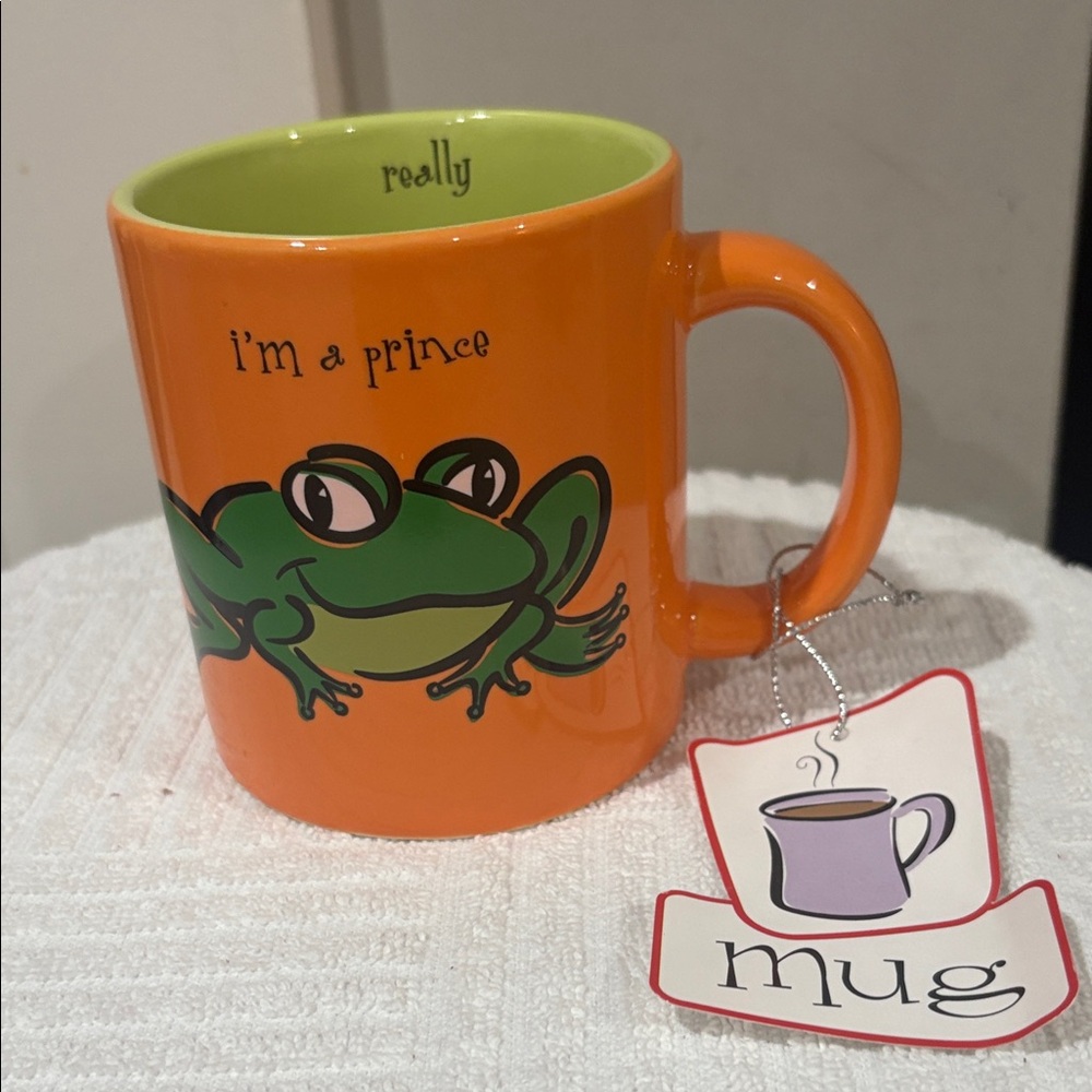 Silvestri Orange Frog Prince Coffee Mug , NWT
